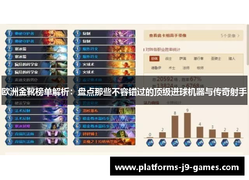 欧洲金靴榜单解析：盘点那些不容错过的顶级进球机器与传奇射手